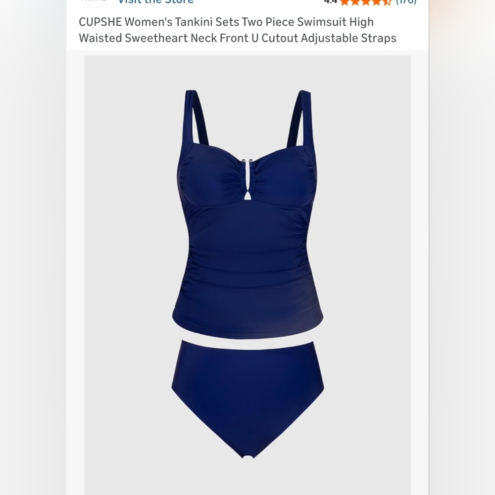 Cupshe Deep Blue Tankini Tankini Set